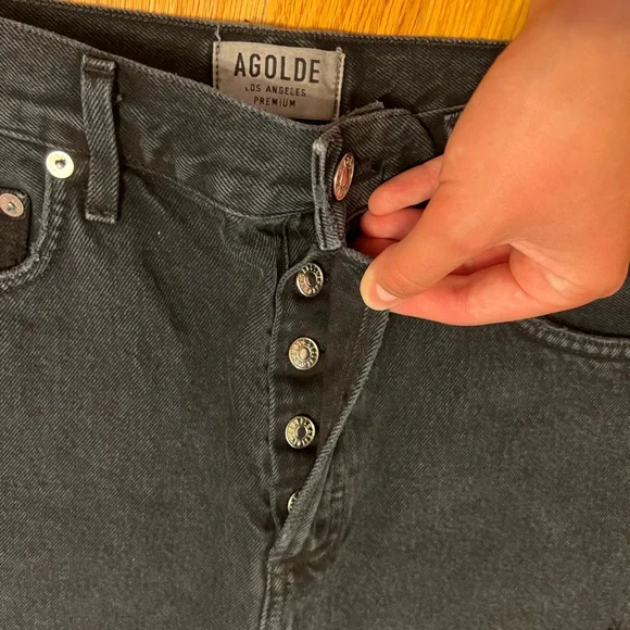 AGOLDE Quinn High Rise Denim Skirt - Black - Size 29 - Picture 4 of 4